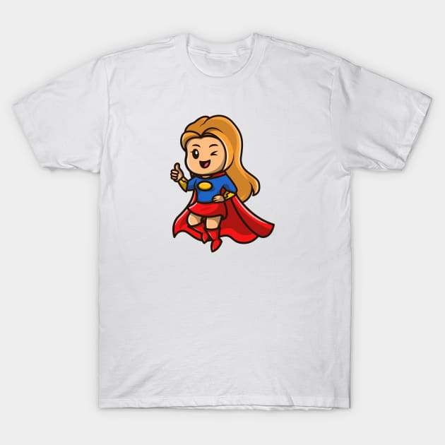 Cute Super Hero Girl Cartoon Illustration T-Shirt by Catalyst Labs